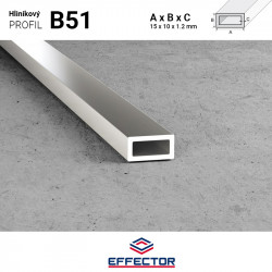Hliníkový dutý profil B51 15x10x1.2 mm, EFFECTOR