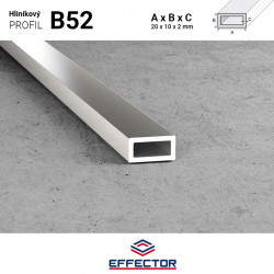 Hliníkový dutý profil B52 20x10x2 mm, EFFECTOR