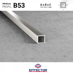 Hliníkový dutý profil B53 12x12x1 mm, EFFECTOR