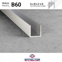 Hliníkový profil C B60 10x10,9x8,5x7,5 mm, Effector