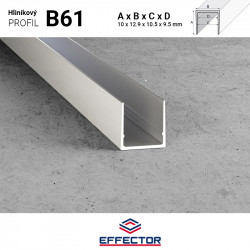 Hliníkový profil C B61 10x12,9x10,5x7,5 mm, Effector